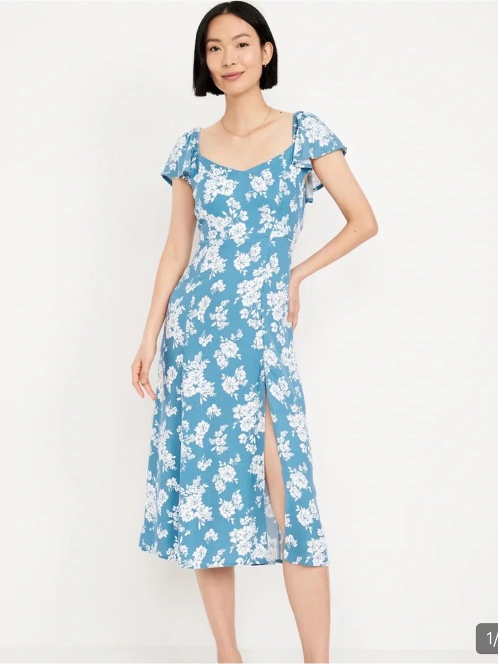 Old Navy Blue and White Floral Midi Dress